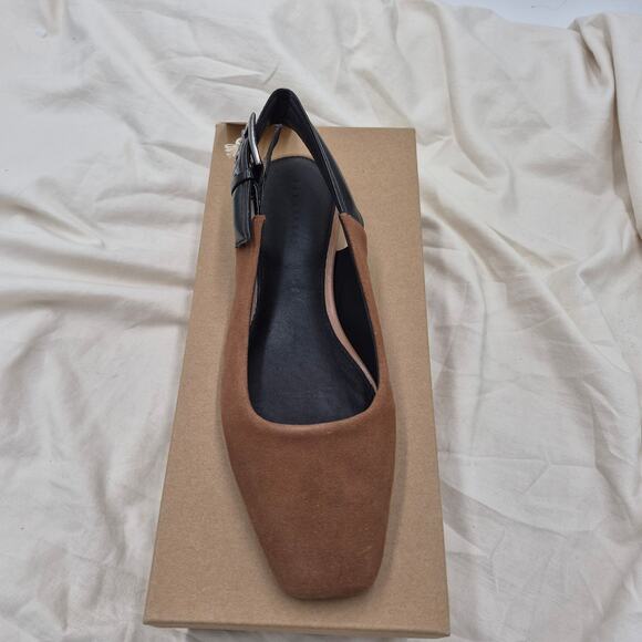 NEW Sanctuary Kitchy Slingback Flats Leather Saddle Tan Square toe Womens size 7 - Picture 3 of 11